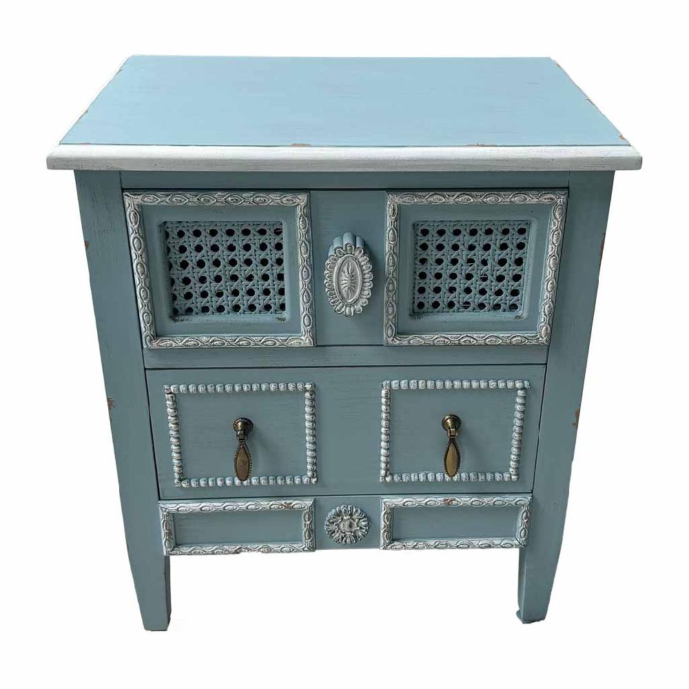 Creaciones meng MUEBLE - MESITAS NOCHE - mesita de noche de madera lacada en azul