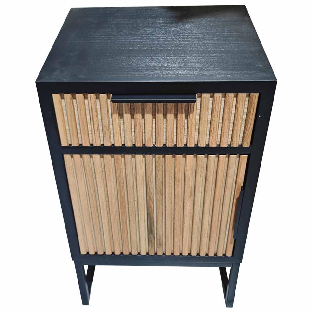 Creaciones meng MUEBLE - MESITAS NOCHE - mesita madera y metal 1 cajon y 1 puerta