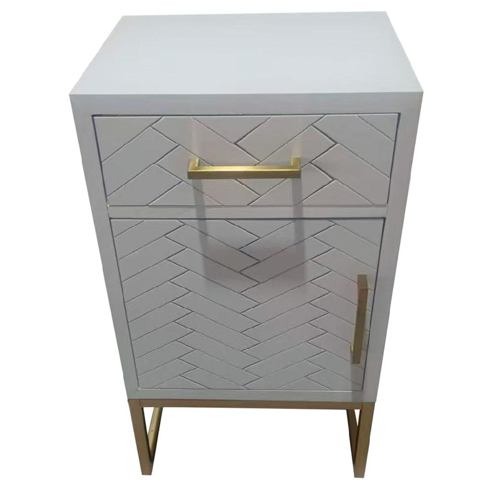 Creaciones meng MUEBLE - MESITAS NOCHE - mesita madera y metal 1 cajon y 1 puerta