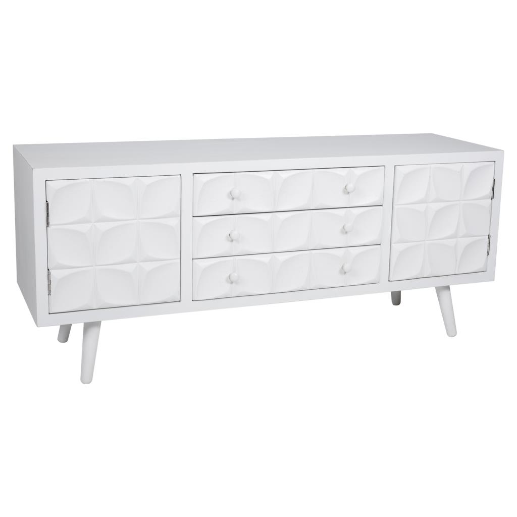 Creaciones meng MUEBLE - MUEBLE AUXILIAR - kit mueble bajo de madera blanco con 2 puertas y 3 cajones