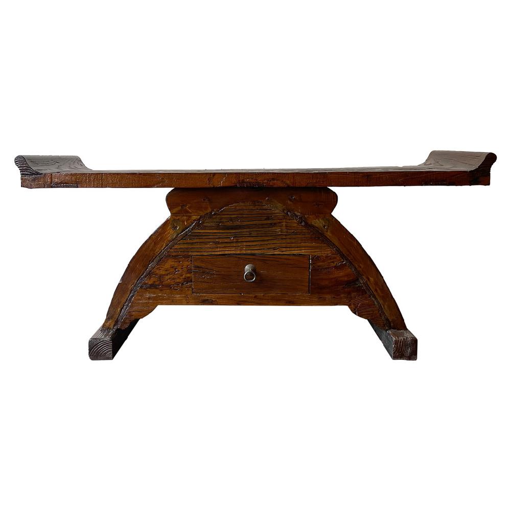 Creaciones Meng MUEBLE - MUEBLE AUXILIAR - Mueble Bajo De Madera Acabado Artesanal Marron