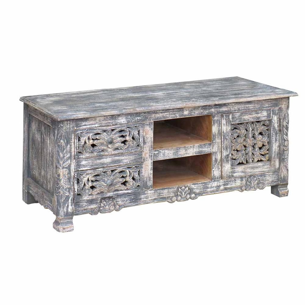 Creaciones Meng MUEBLE - MUEBLE AUXILIAR - Mueble Bajo De Madera Acabado Artesanal