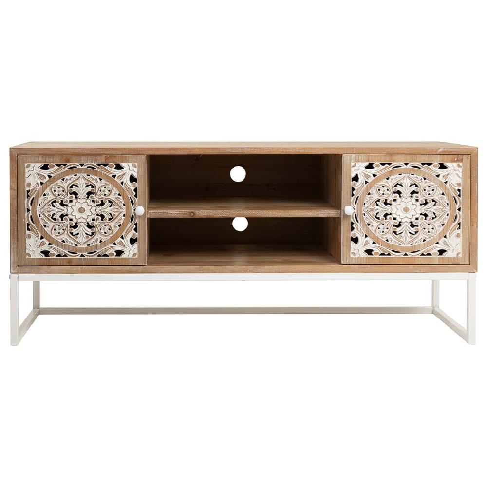 Creaciones Meng MUEBLE - MUEBLE AUXILIAR - Mueble Bajo De Madera Blanco