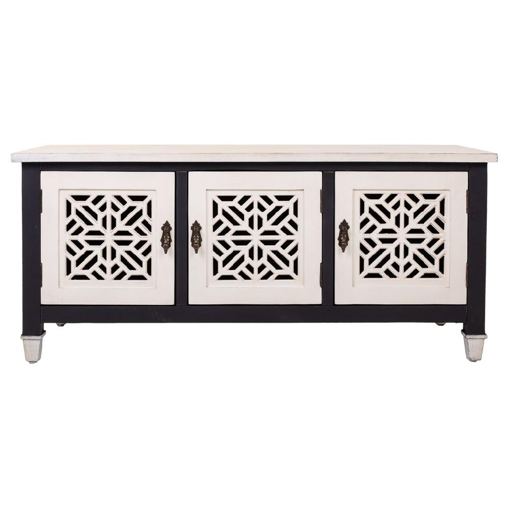 Creaciones Meng MUEBLE - MUEBLE AUXILIAR - Mueble Bajo De Madera Con 3 Puertas