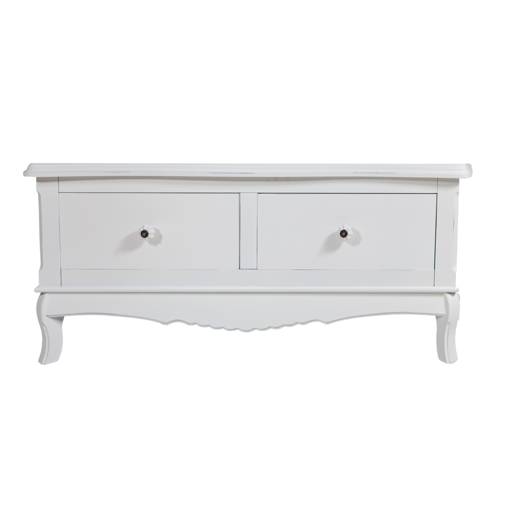 Creaciones Meng MUEBLE - MUEBLE AUXILIAR - Mueble Bajo De Madera Lac Blan. 2 Caj