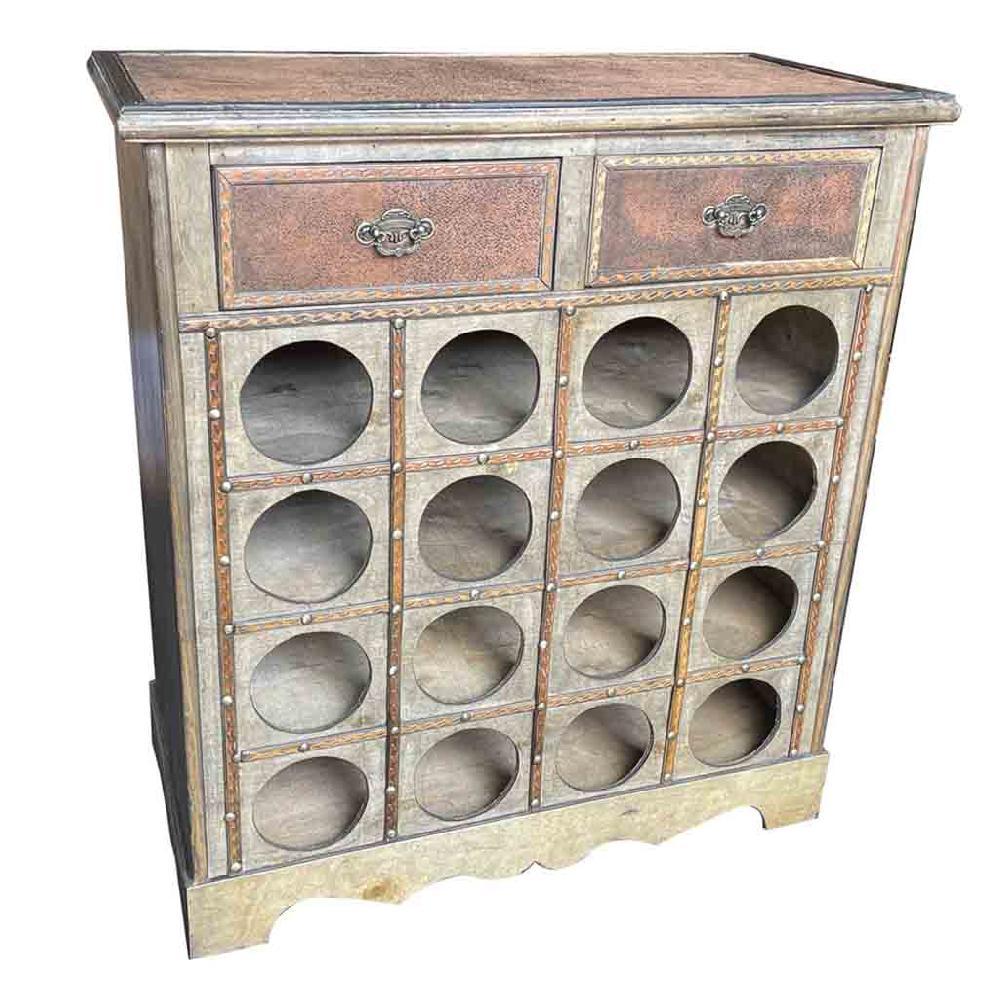 Creaciones meng MUEBLE - MUEBLES BOTELLEROS - baul botellero de madera marrón