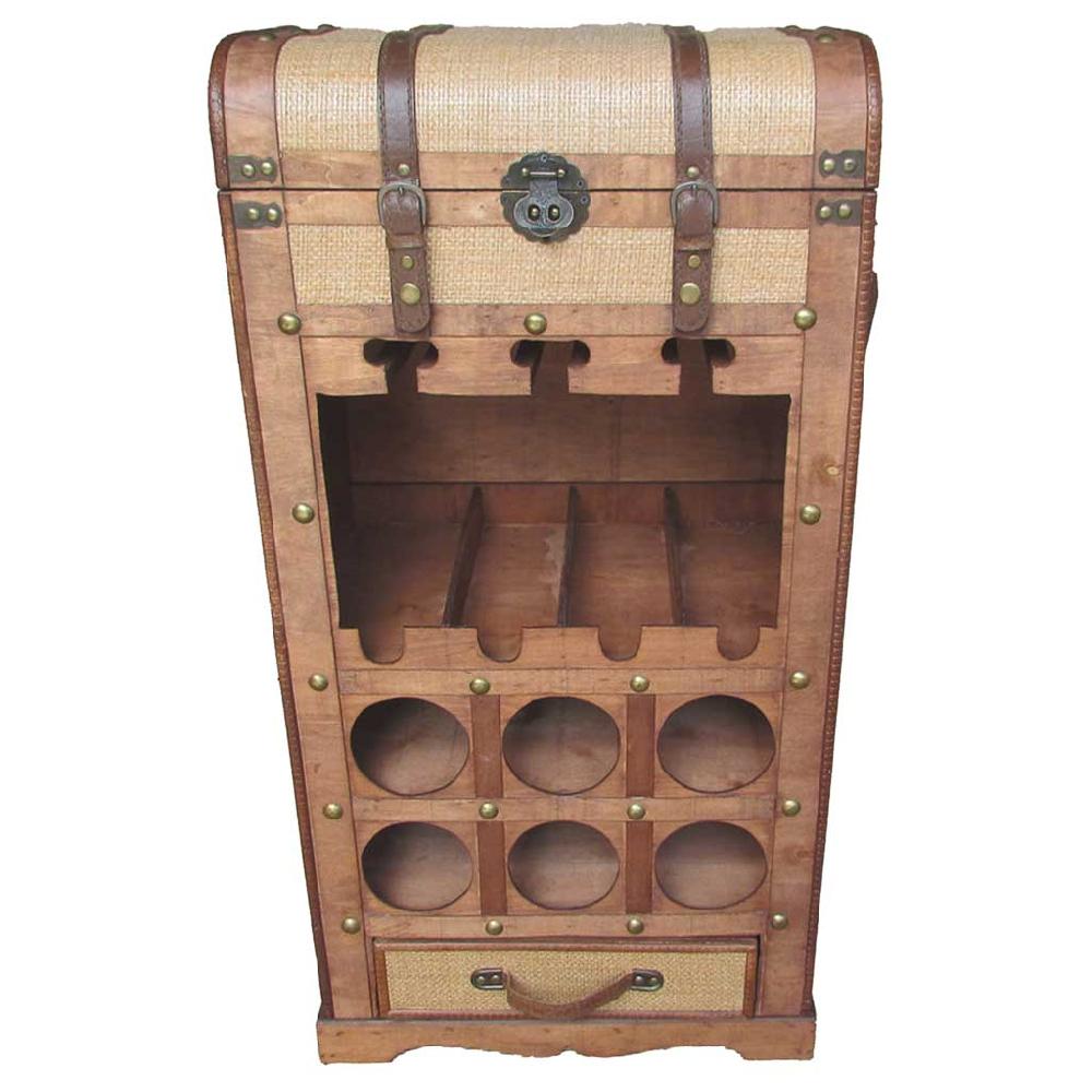 Creaciones meng MUEBLE - MUEBLES BOTELLEROS - baul botellero de madera marrón