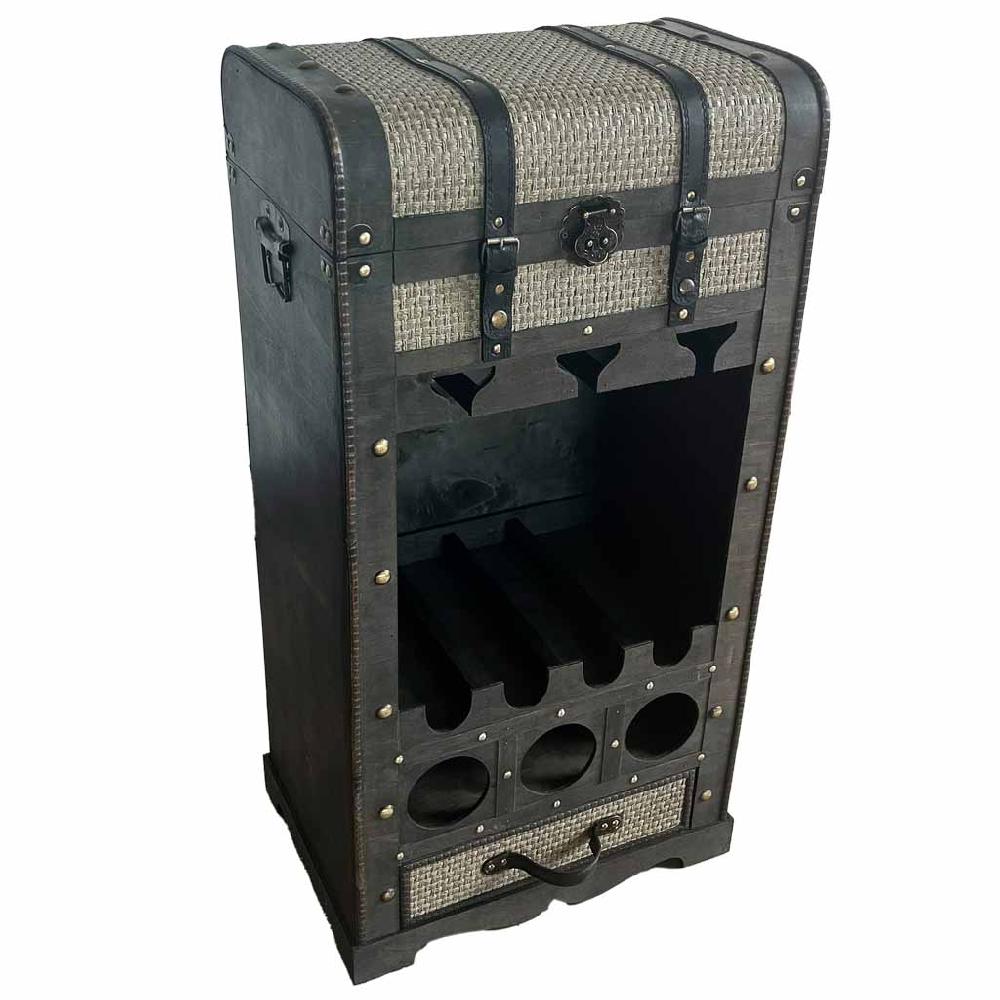 Creaciones meng MUEBLE - MUEBLES BOTELLEROS - baul botellero de madera marrón