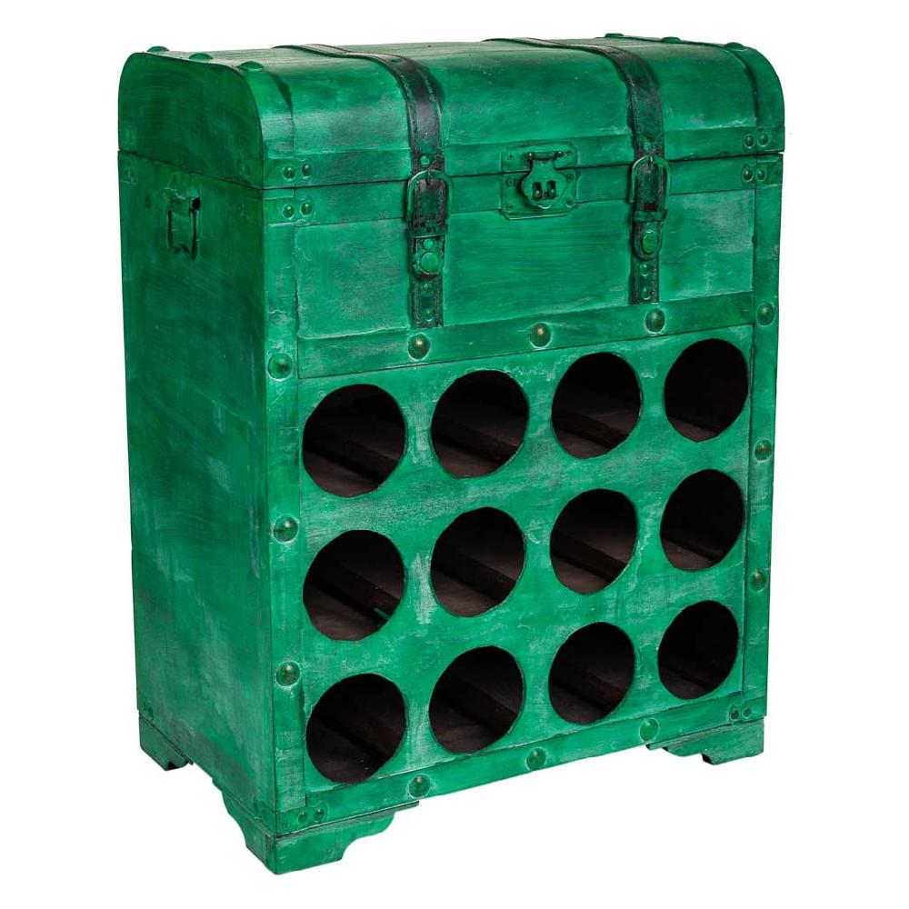 Creaciones meng MUEBLE - MUEBLES BOTELLEROS - baul botellero de madera con arcon y hueco de 12 botellas