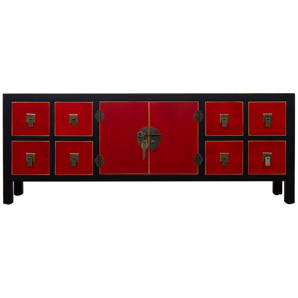 Creaciones Meng MUEBLE - MUEBLES TELEVISION - Mueble Bajo De Madera De 8 Cajones Y 2 Puertas