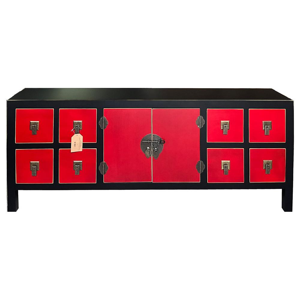 Creaciones meng MUEBLE - MUEBLES TELEVISION - mueble bajo de madera de 8 cajones y 2 puertas