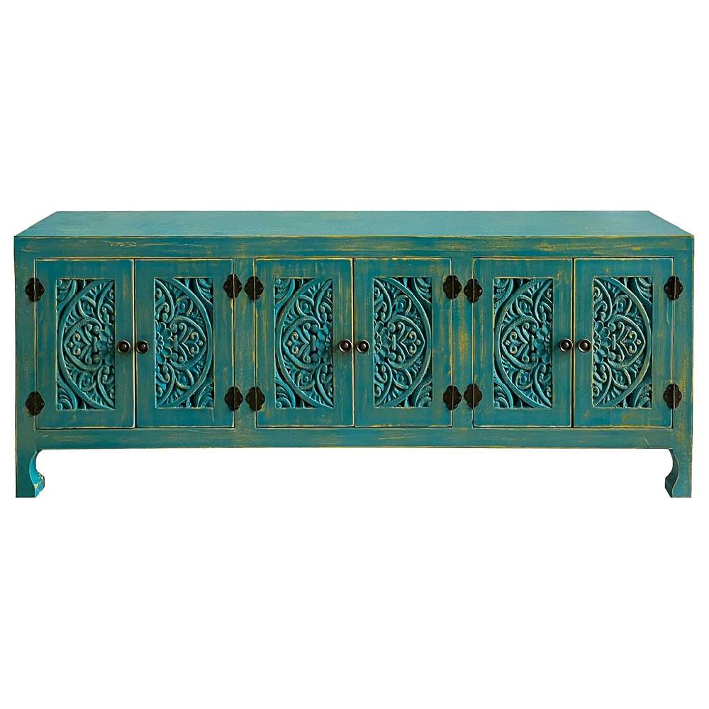 Creaciones meng MUEBLE - MUEBLES TELEVISION - mueble bajo de madera de 6 puertas