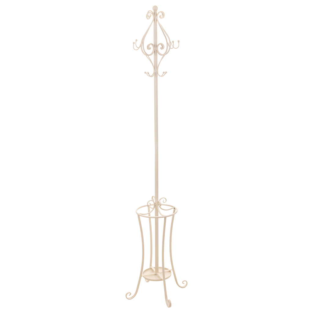 Creaciones meng MUEBLE - PERCHEROS - perchero con paraguero de forja blanco