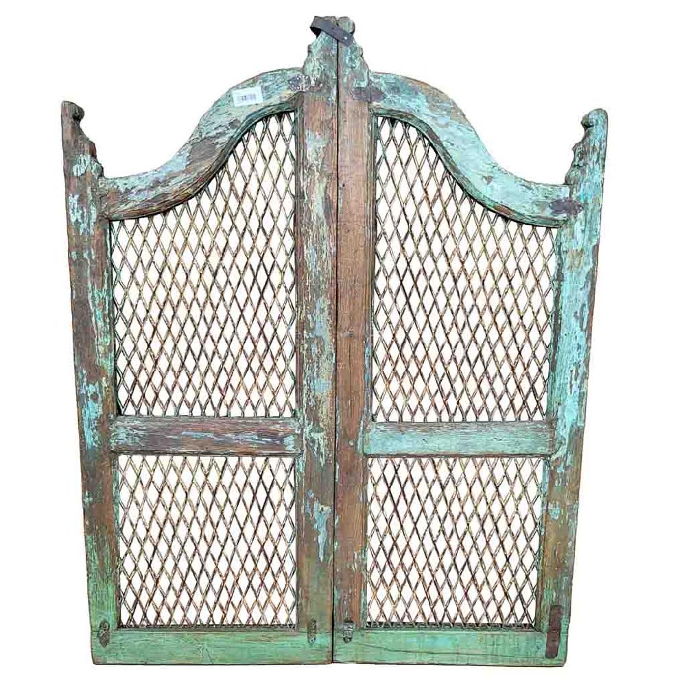 Creaciones Meng MUEBLE - PUERTAS Y VENTANAS - Puerta De Madera Azul Con Acabado Artesanal