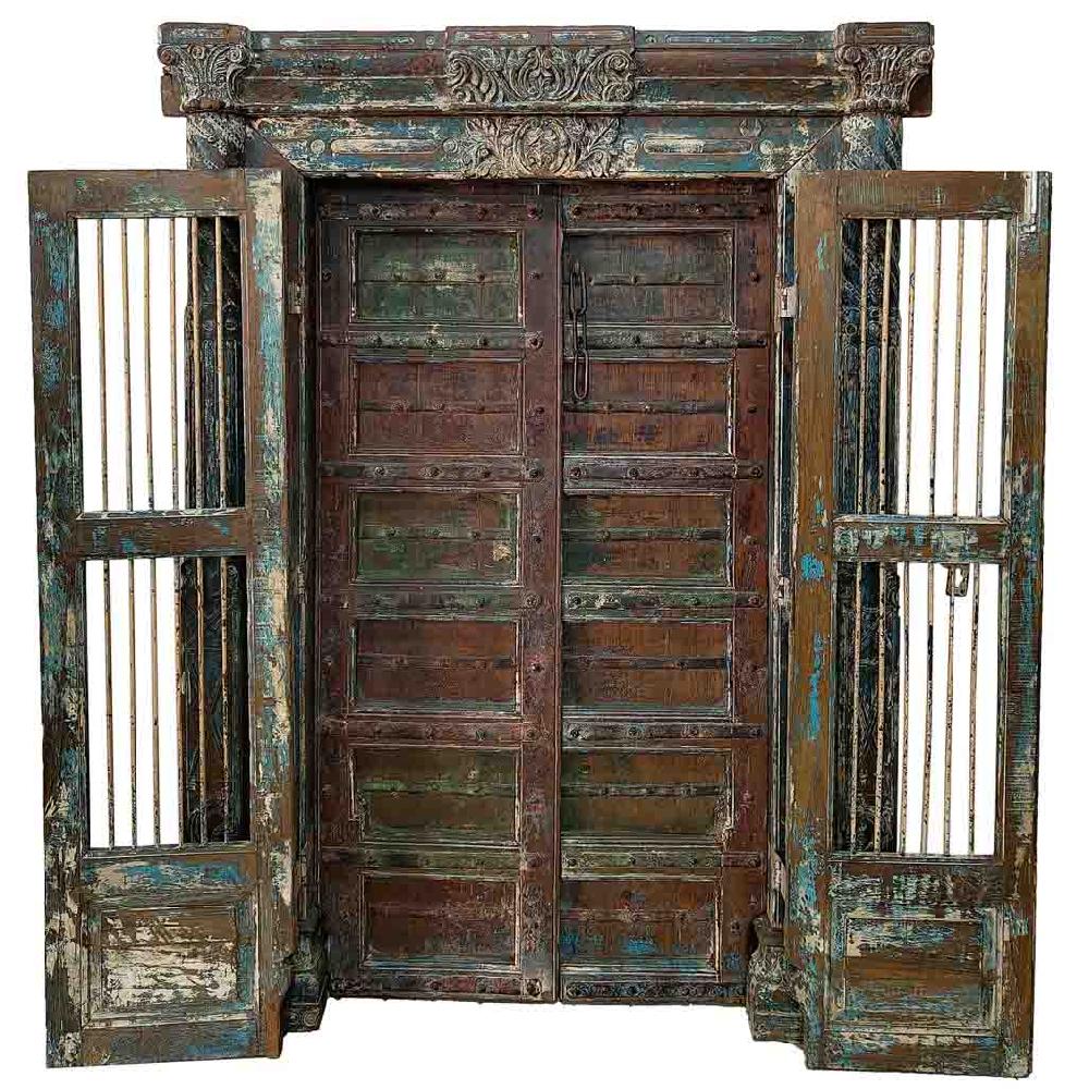 Creaciones Meng MUEBLE - PUERTAS Y VENTANAS - Puerta De Madera Marrón Con Acabado Artesanal