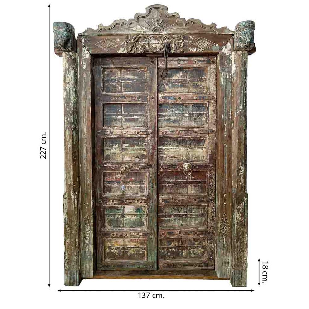 Creaciones Meng MUEBLE - PUERTAS Y VENTANAS - Puerta De Madera Marrón Con Acabado Artesanal