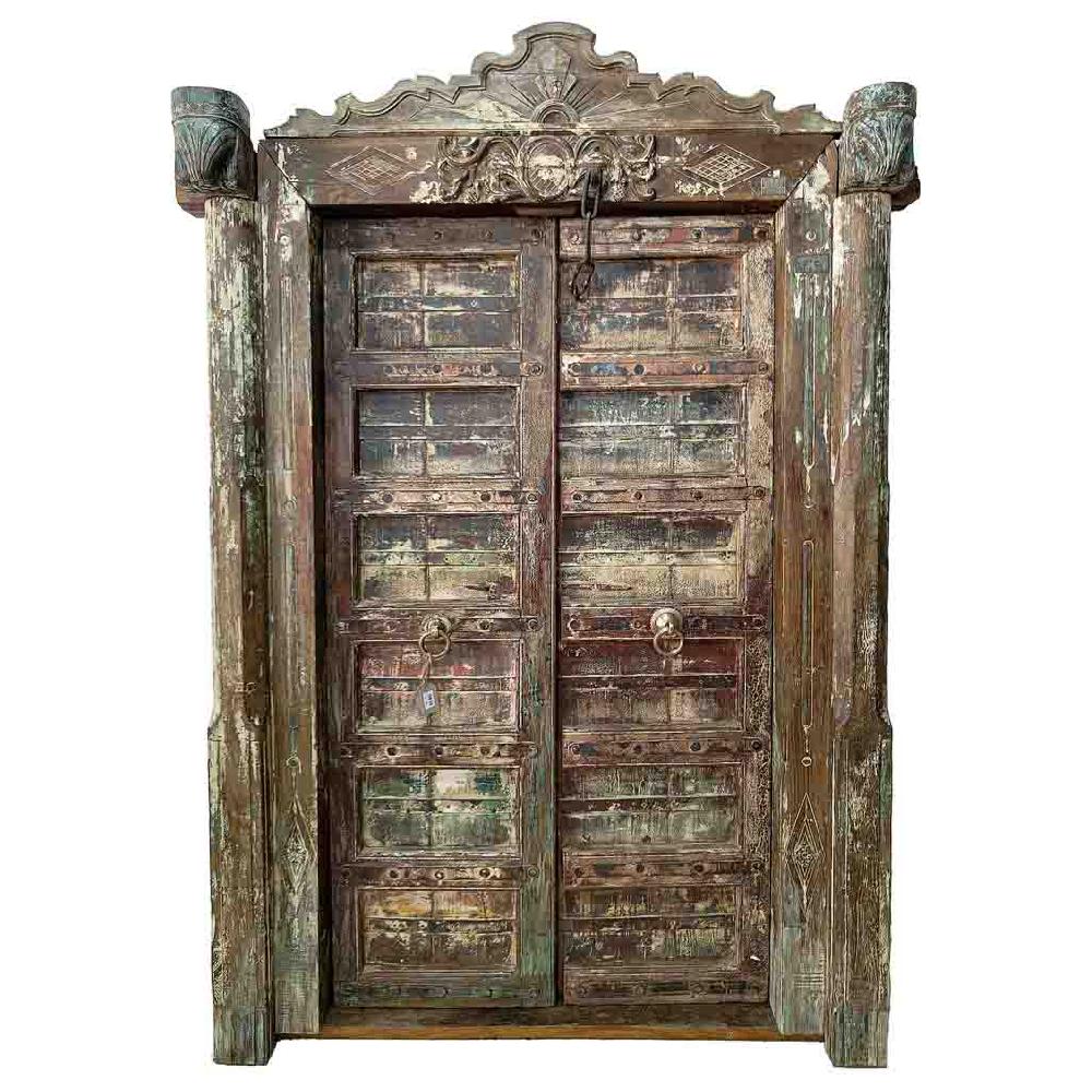 Creaciones meng MUEBLE - PUERTAS Y VENTANAS - puerta de madera marrón con acabado artesanal