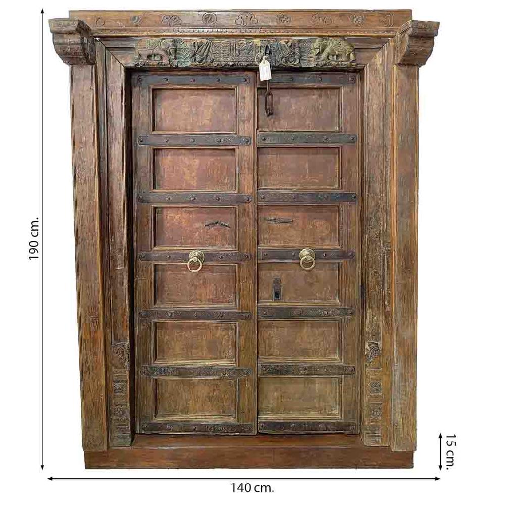 Creaciones Meng MUEBLE - PUERTAS Y VENTANAS - Puerta De Madera Marrón Con Acabado Artesanal