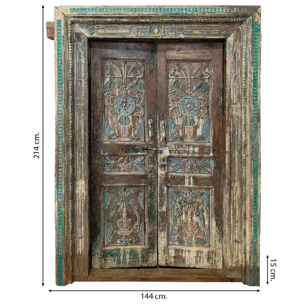 Creaciones Meng MUEBLE - PUERTAS Y VENTANAS - Puerta De Madera Marrón Con Acabado Artesanal