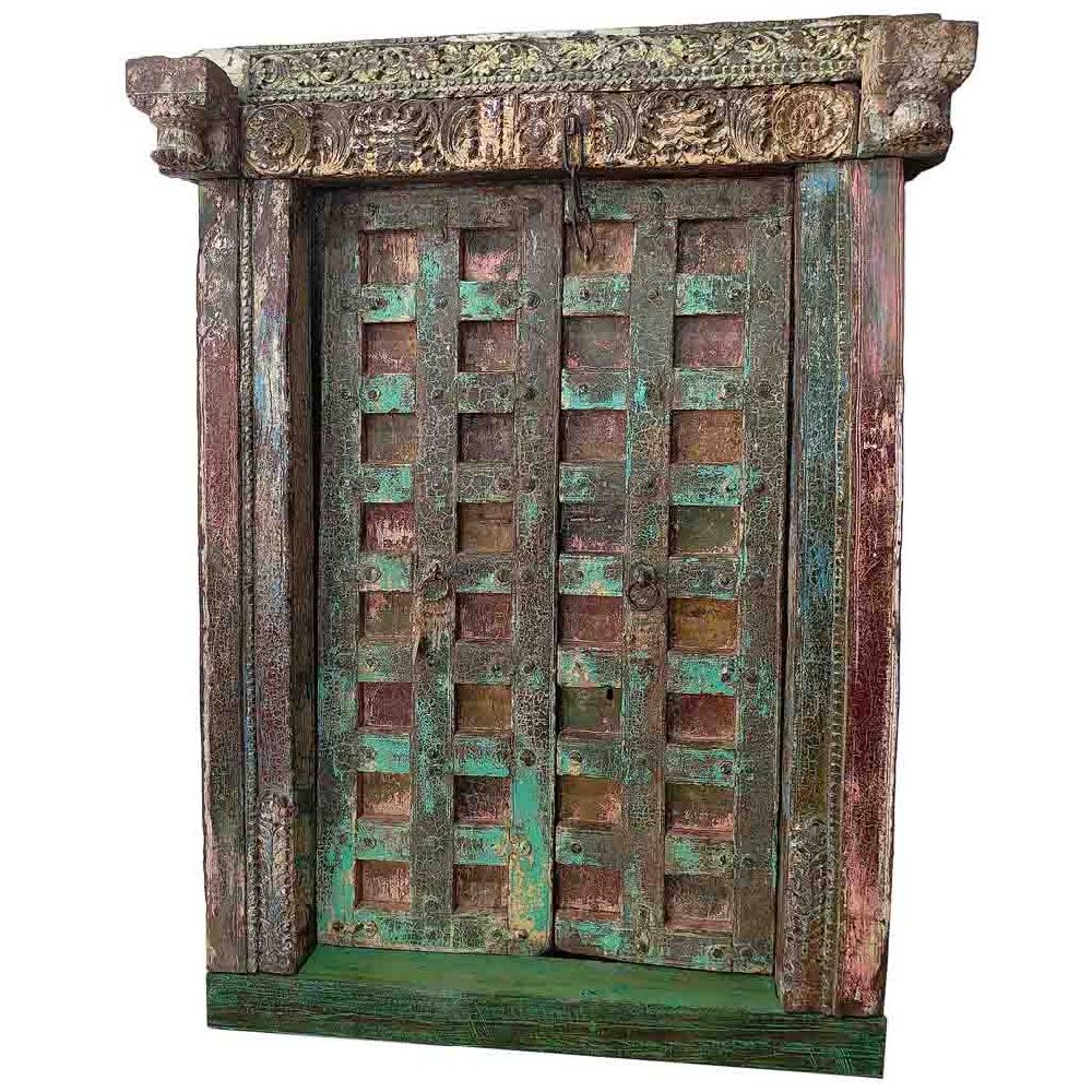 Creaciones meng MUEBLE - PUERTAS Y VENTANAS - puerta de madera marrón con acabado artesanal