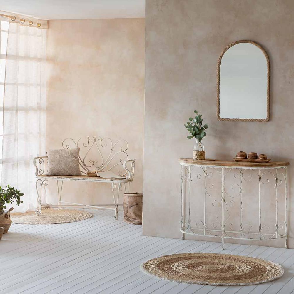 Creaciones Meng MUEBLE - RECIBIDORES - Kit Recibidor De Madera Y Metal Acabado Envejecido