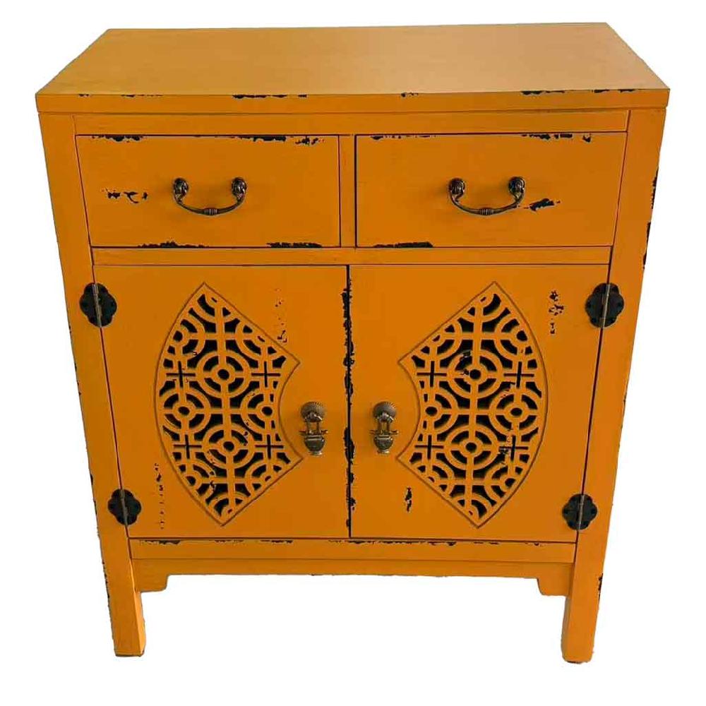 Creaciones meng MUEBLE - RECIBIDORES - recibidor de madera con 2 cajones y 2 puertas de color amarillo