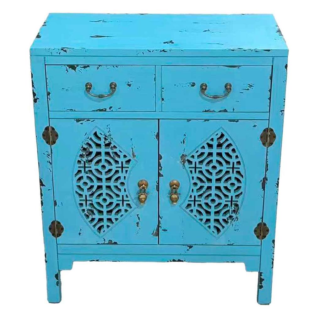 Creaciones meng MUEBLE - RECIBIDORES - recibidor de madera con 2 cajones y 2 puertas de color azul