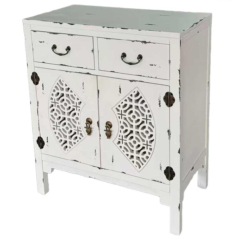 Creaciones meng MUEBLE - RECIBIDORES - recibidor de madera con 2 cajones y 2 puertas de color blanco