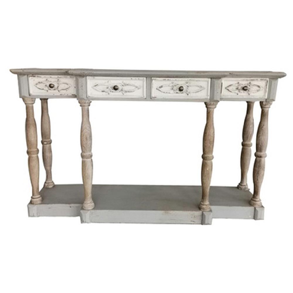 Creaciones meng MUEBLE - RECIBIDORES - recibidor de madera con 4 cajones acabado envejecido