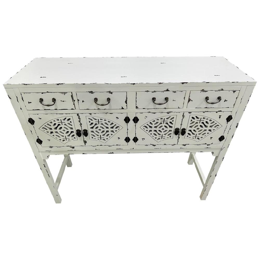 Creaciones meng MUEBLE - RECIBIDORES - recibidor de madera lac blanco envejecido de 4 cajones y 4 puertas