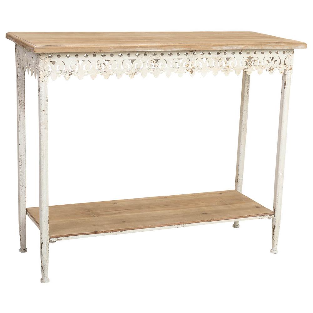 Creaciones meng MUEBLE - RECIBIDORES - recibidor de madera y metal con 1 balda acabado envejecido