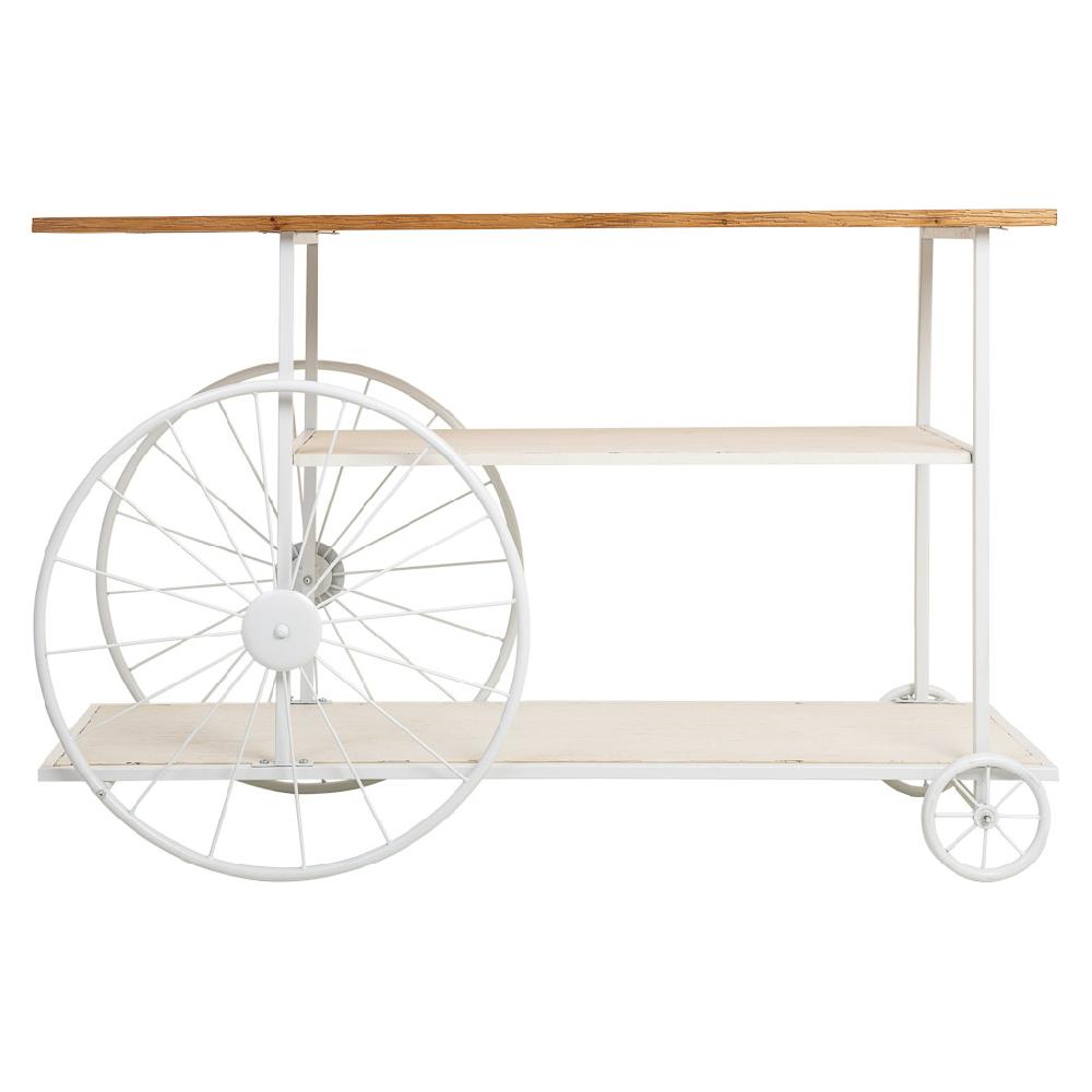 Creaciones Meng MUEBLE - RECIBIDORES - Recibidor De Madera Y Metal Lac Blanco Con 2 Baldas