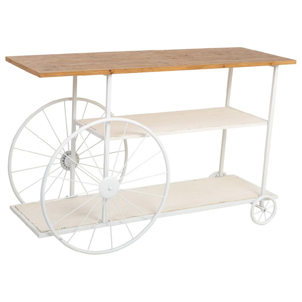 Creaciones meng MUEBLE - RECIBIDORES - recibidor de madera y metal lac blanco con 2 baldas