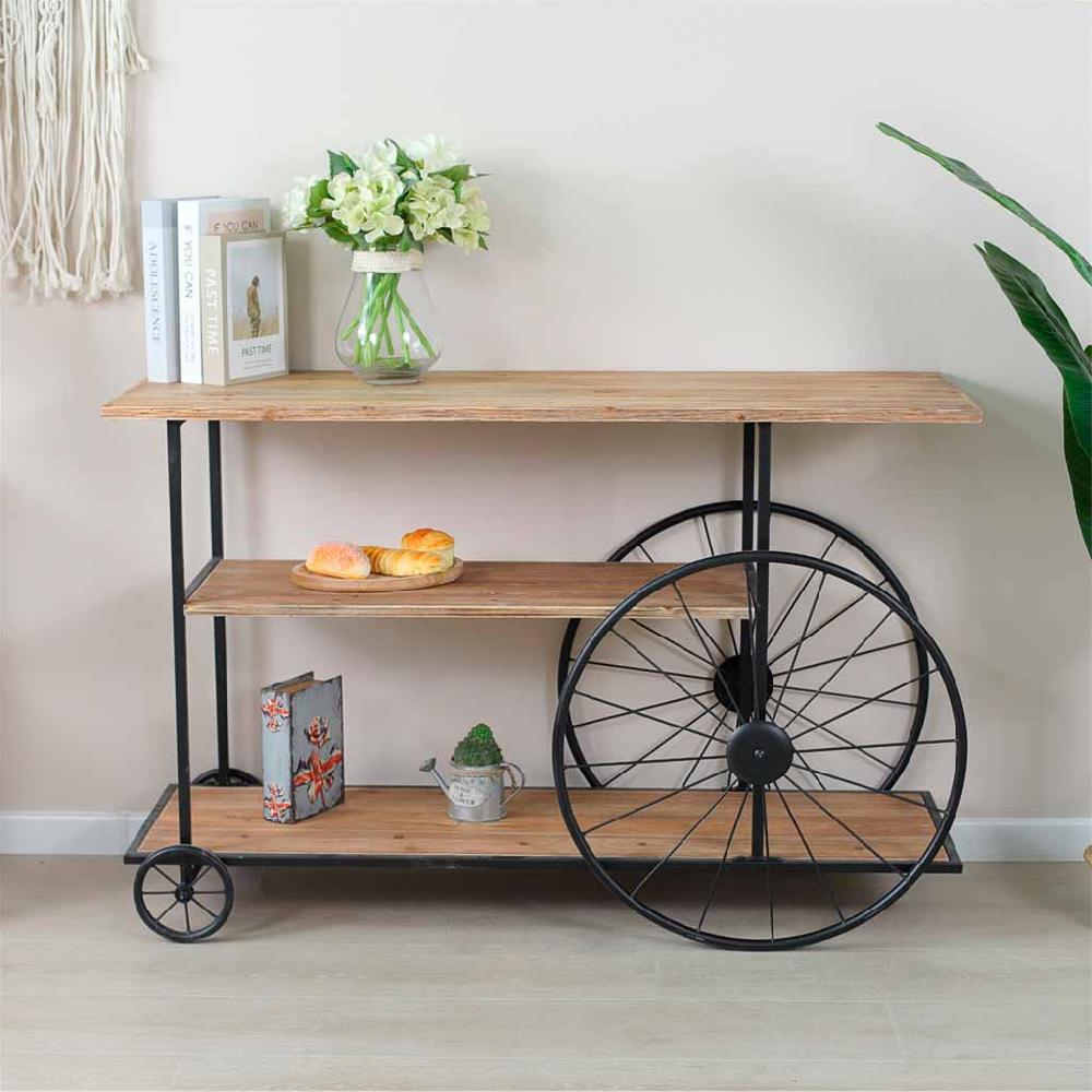 Creaciones Meng MUEBLE - RECIBIDORES - Recibidor De Madera Y Metal Lac Negro Con 2 Baldas