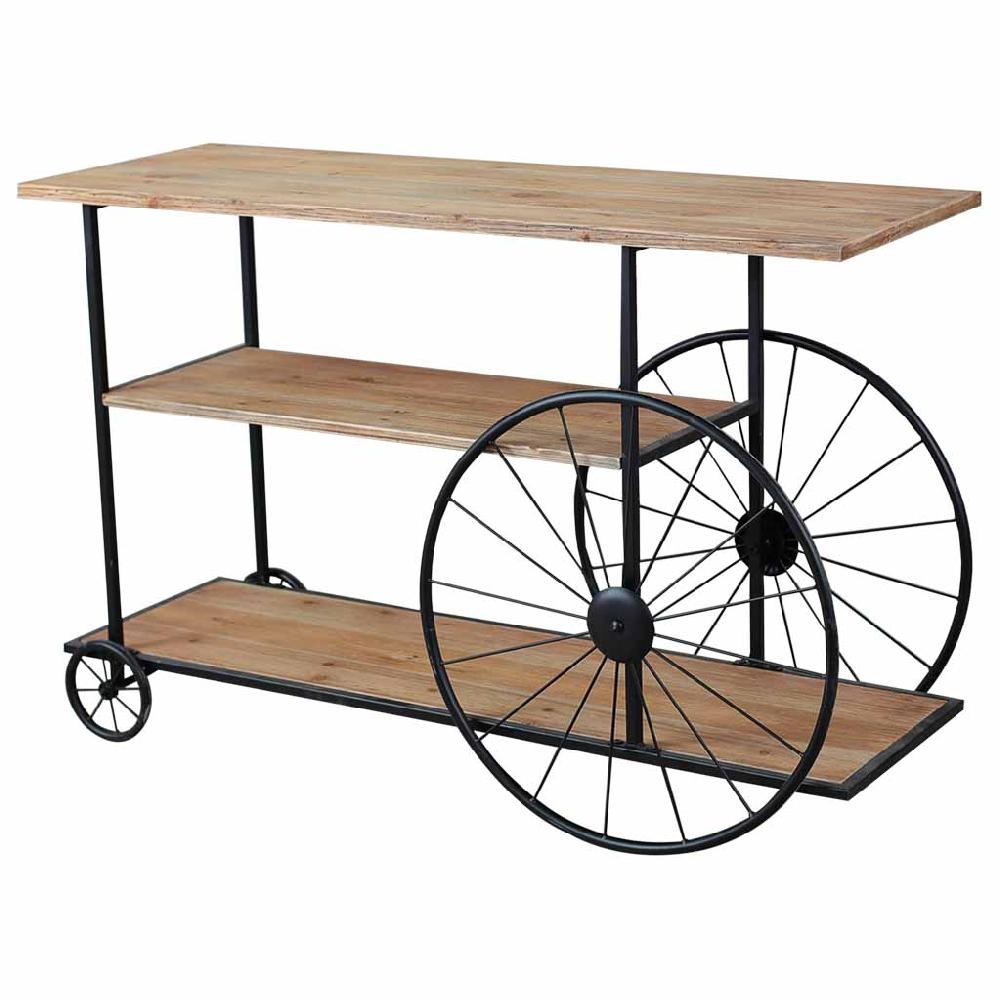 Creaciones meng MUEBLE - RECIBIDORES - recibidor de madera y metal lac negro con 2 baldas