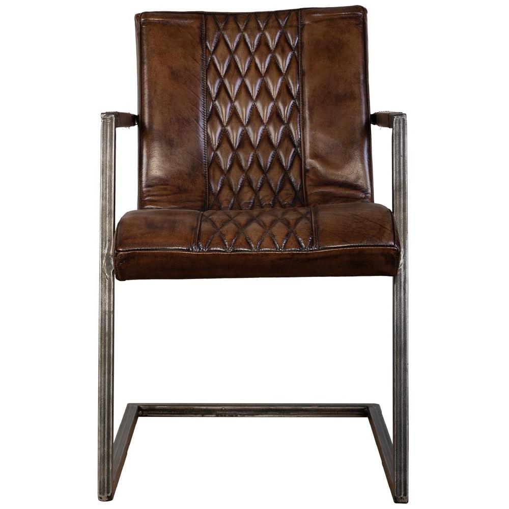 Creaciones Meng MUEBLE - SILLAS - Silla De Metal Y Piel Marron