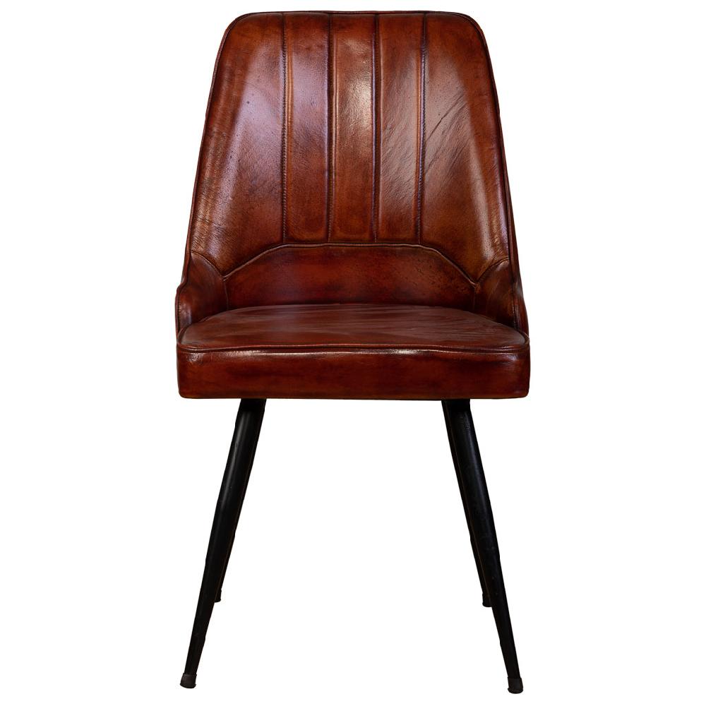 Creaciones Meng MUEBLE - SILLAS - Silla Tapizada En Piel Marron