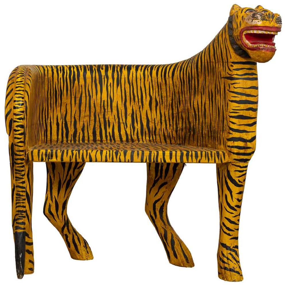 Creaciones Meng MUEBLE - SILLONES Y BUTACAS - Sillon Tigre De Madera Acabado Artesanal
