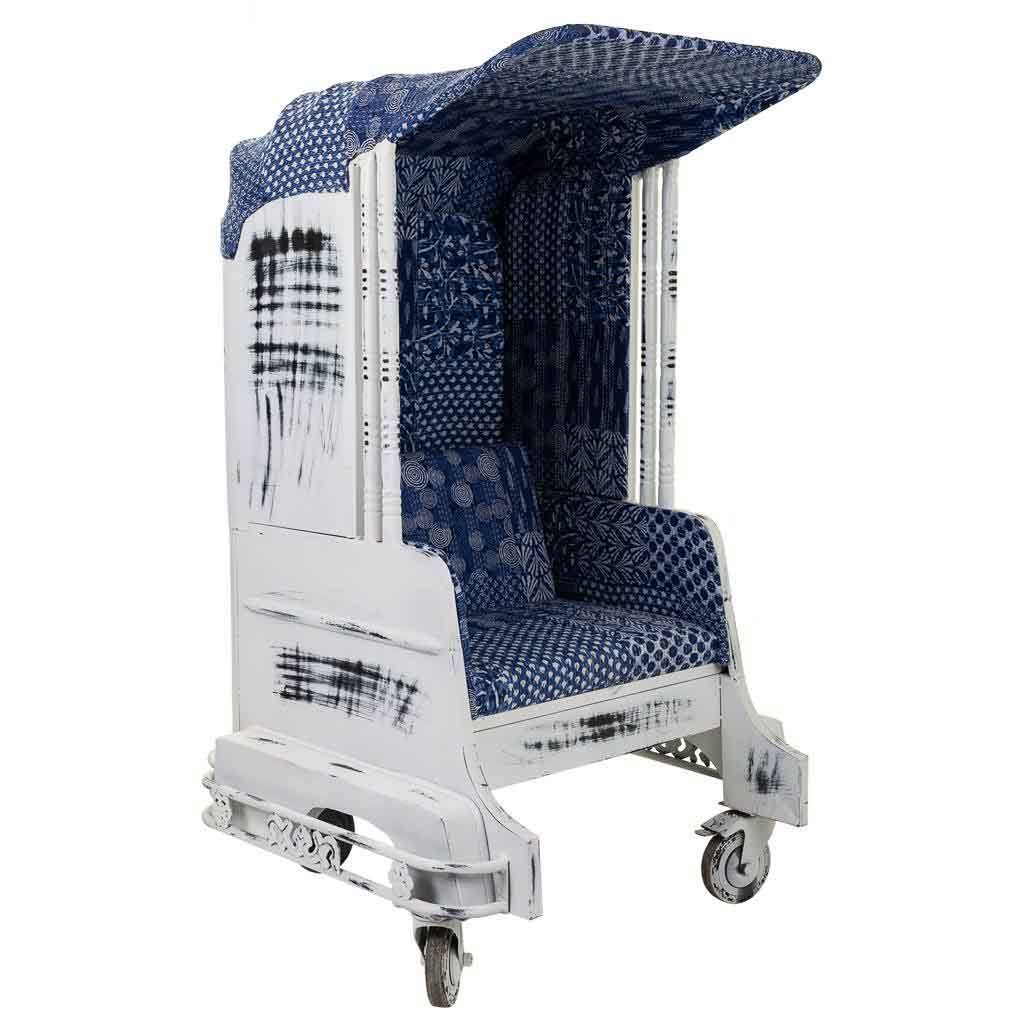 Creaciones meng MUEBLE - SILLONES Y BUTACAS - sillon tuk tuk de metal blanco y tapizado