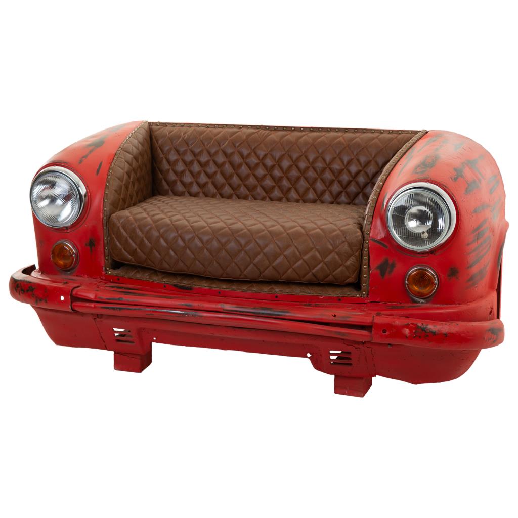 Creaciones meng MUEBLE - SOFAS - sofa coche rojo de metal y tapizado