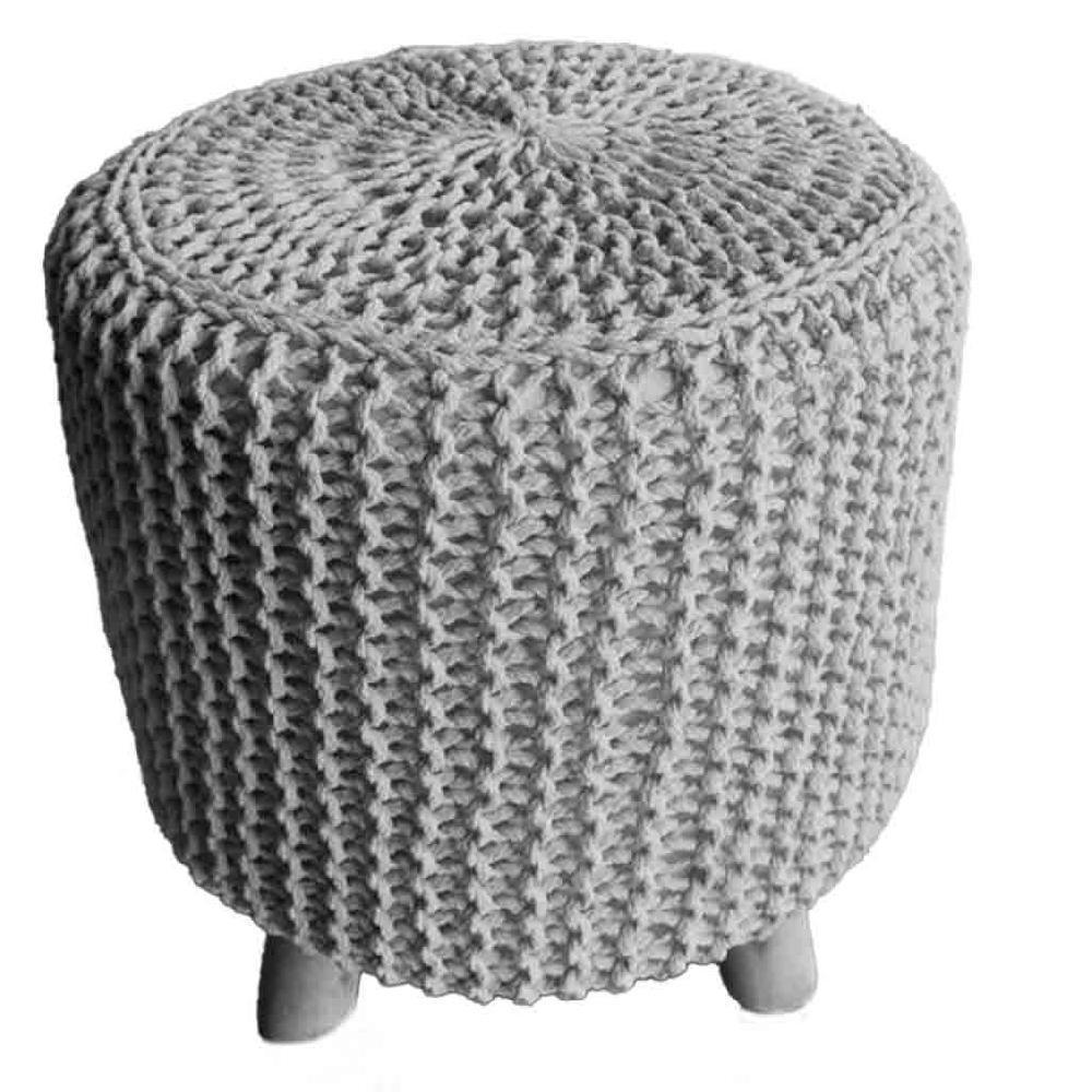 Creaciones meng MUEBLE - TABURETES Y PUFF - taburete de madera y algodón trenzado amarillo