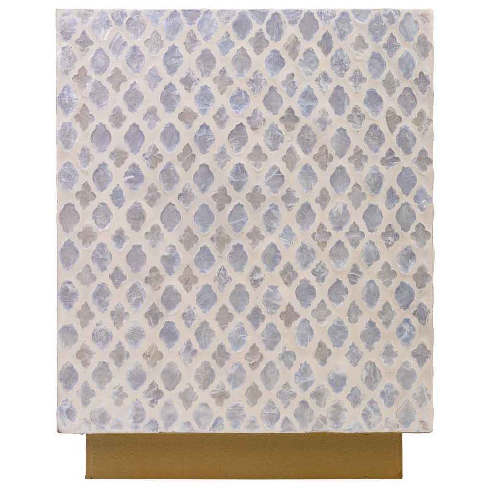 Creaciones Meng MUEBLE - TABURETES Y PUFF - Taburete De Madera Y Capiz Beige