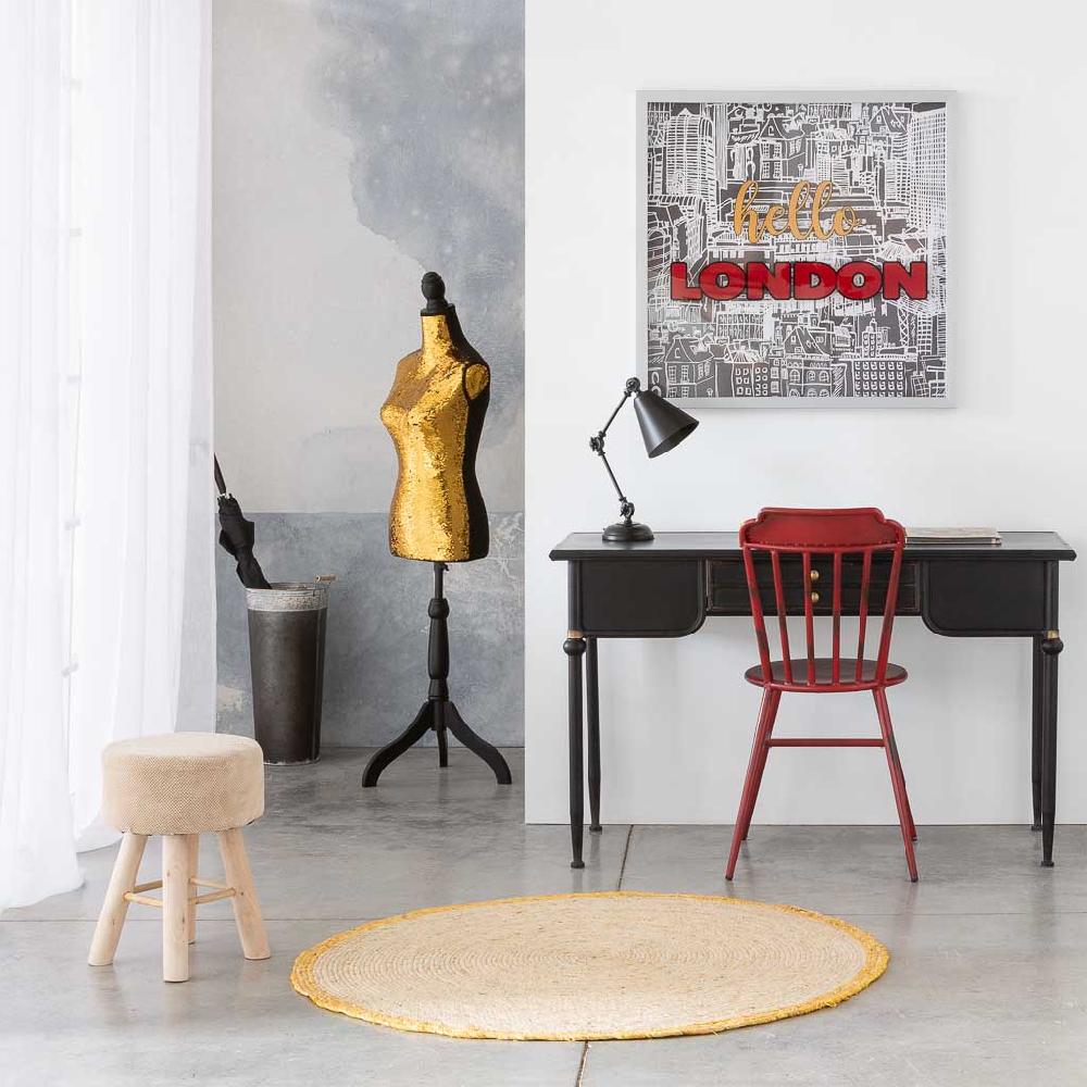 Creaciones Meng MUEBLE - TABURETES Y PUFF - Taburete De Madera Y Forrado De Tela Marron