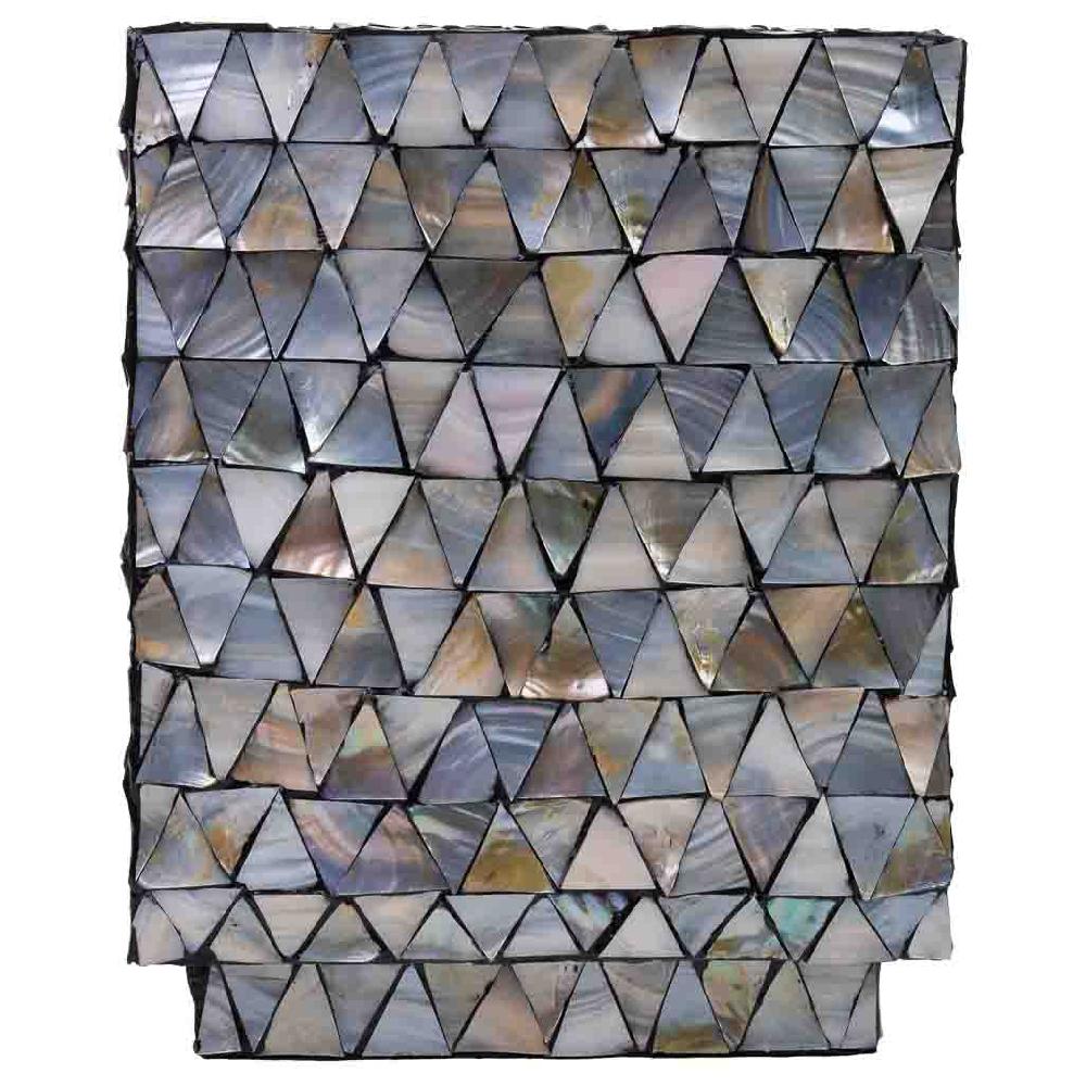 Creaciones Meng MUEBLE - TABURETES Y PUFF - Taburete De Madera Y Madreperla Gris