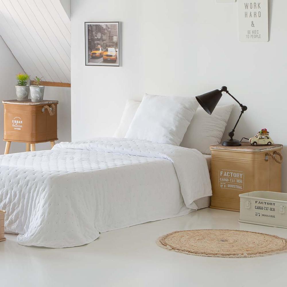 Creaciones Meng MUEBLE - TABURETES Y PUFF - Taburete De Metal Tapa De Madera Y Asas De Cuerda Impresa Marron