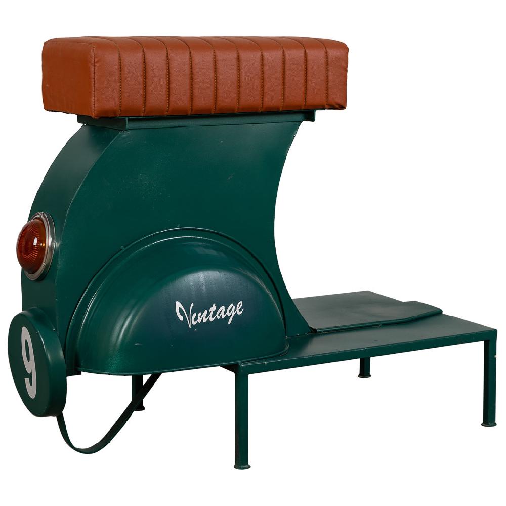 Creaciones meng MUEBLE - TABURETES Y PUFF - taburete de metal y piel acabado artesanal azul