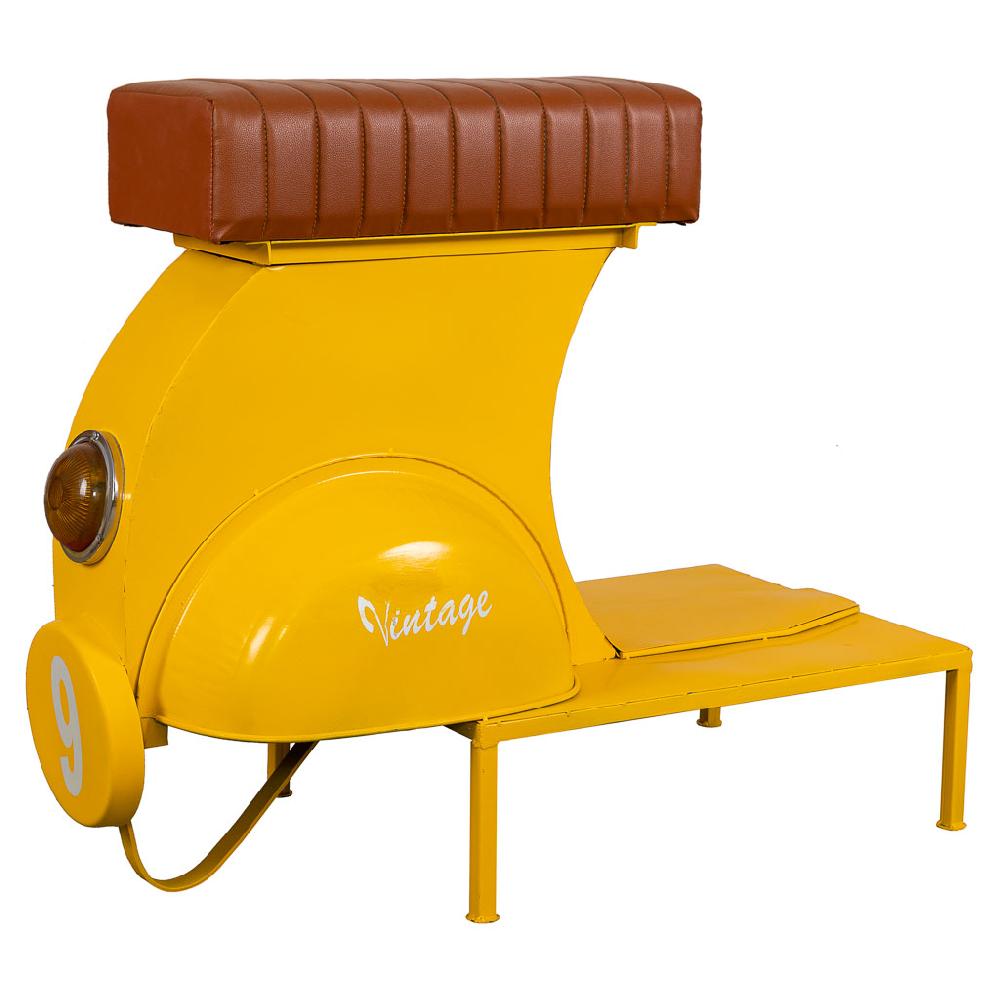 Creaciones meng MUEBLE - TABURETES Y PUFF - taburete de metal y piel acabado artesanal amarillo