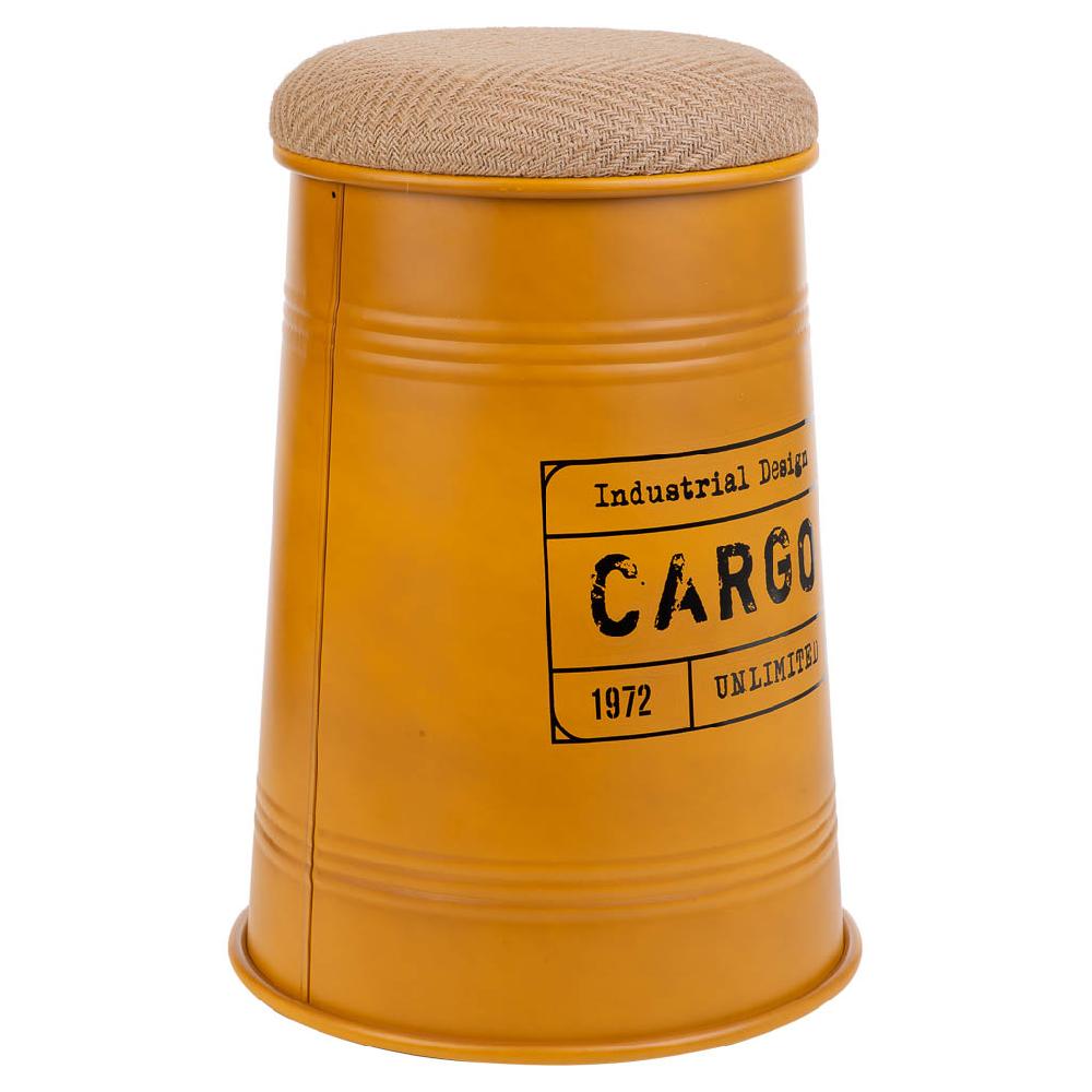 Creaciones meng MUEBLE - TABURETES Y PUFF - taburete de metal y tapizado impreso amarillo