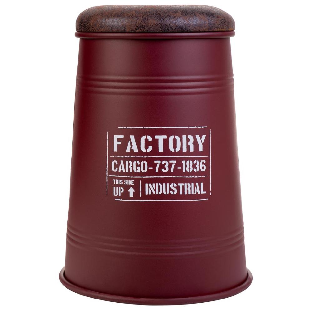 Creaciones Meng MUEBLE - TABURETES Y PUFF - Taburete De Metal Y Tapizado Impreso Rojo