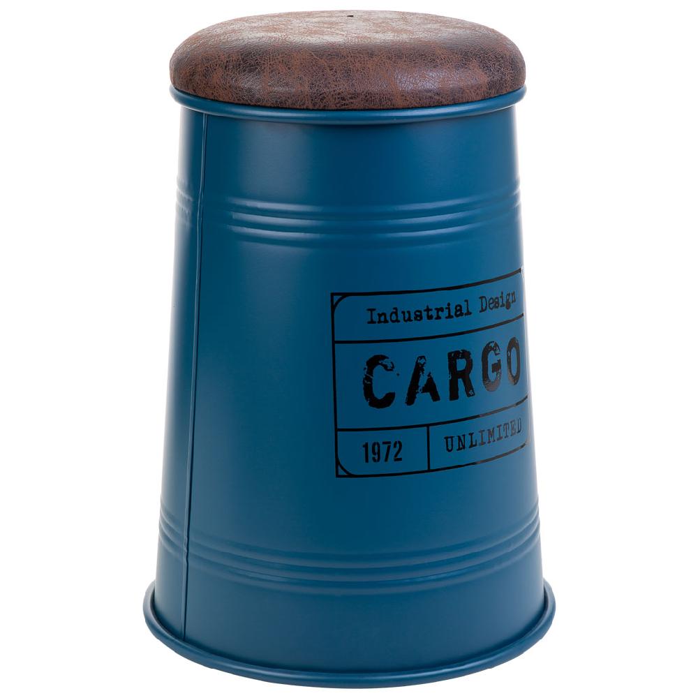 Creaciones meng MUEBLE - TABURETES Y PUFF - taburete de metal y tapizado impreso azul